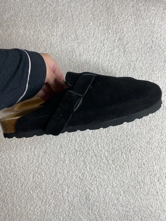 Birkenstock Boston soft footbed Black Suede Boston Clogs New - Picture 7 of 9